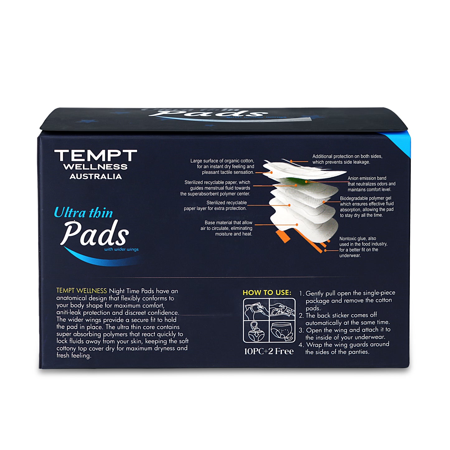 Tempt Wellness Ultra Thin Pads – Night Use